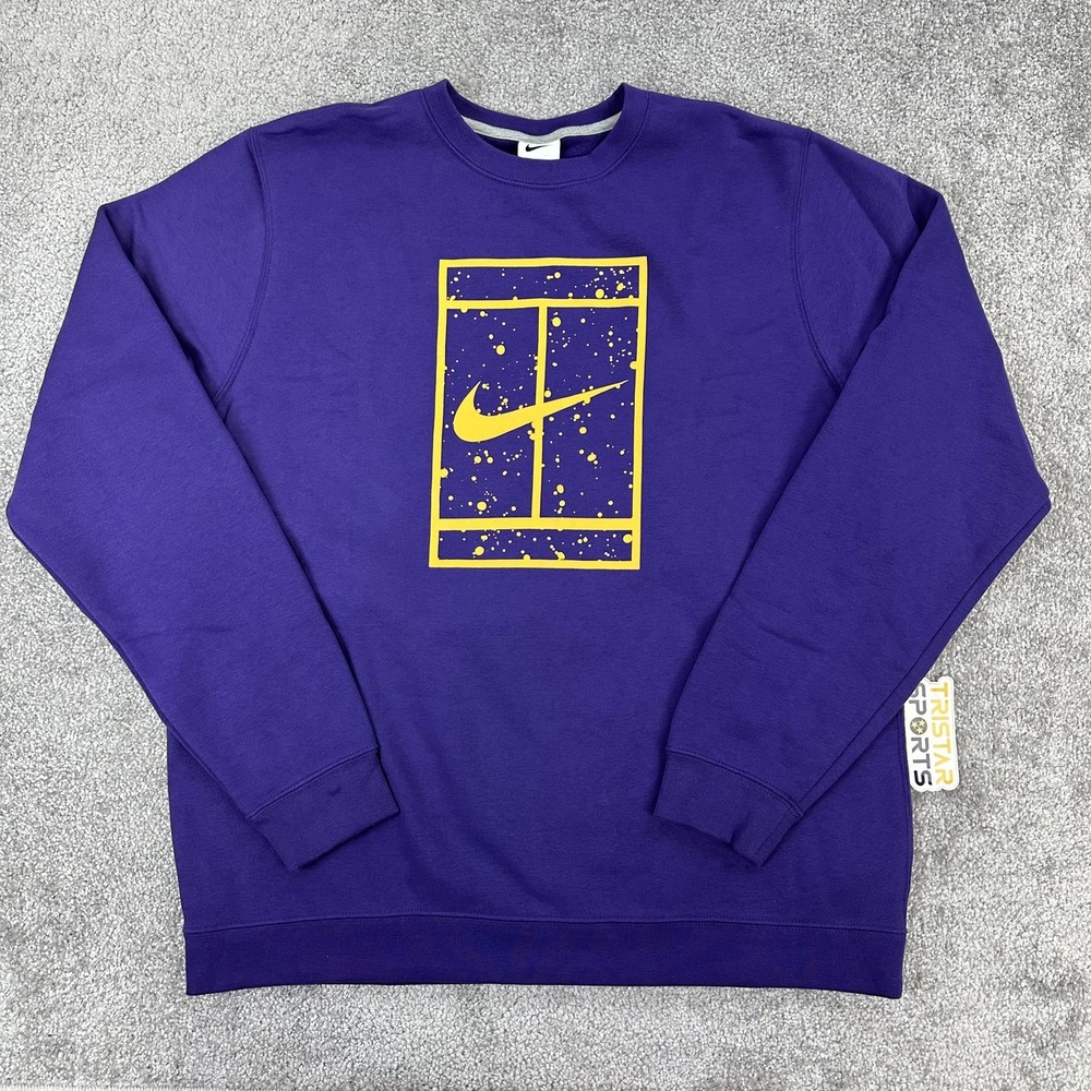 Nike Court Sweatshirt Mens Large Purple Club Fleece Crewneck Tennis Pullover